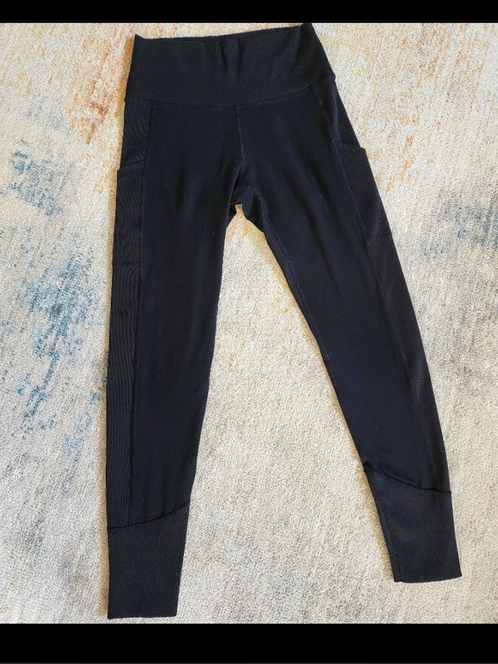 aerie Black High-Waist Ribbed Leggings